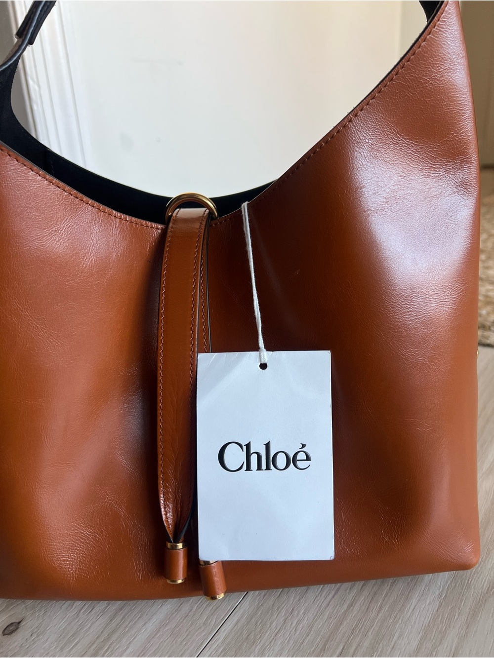 Chloe Marcie Leather Hobo Bag with Gold Accents - Picture 10 of 14